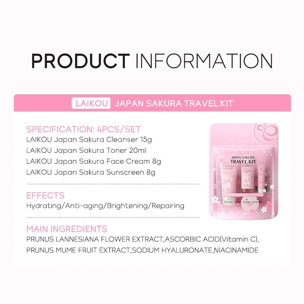 4 PCS SAKURA SKIN CARE TRAVEL KIT