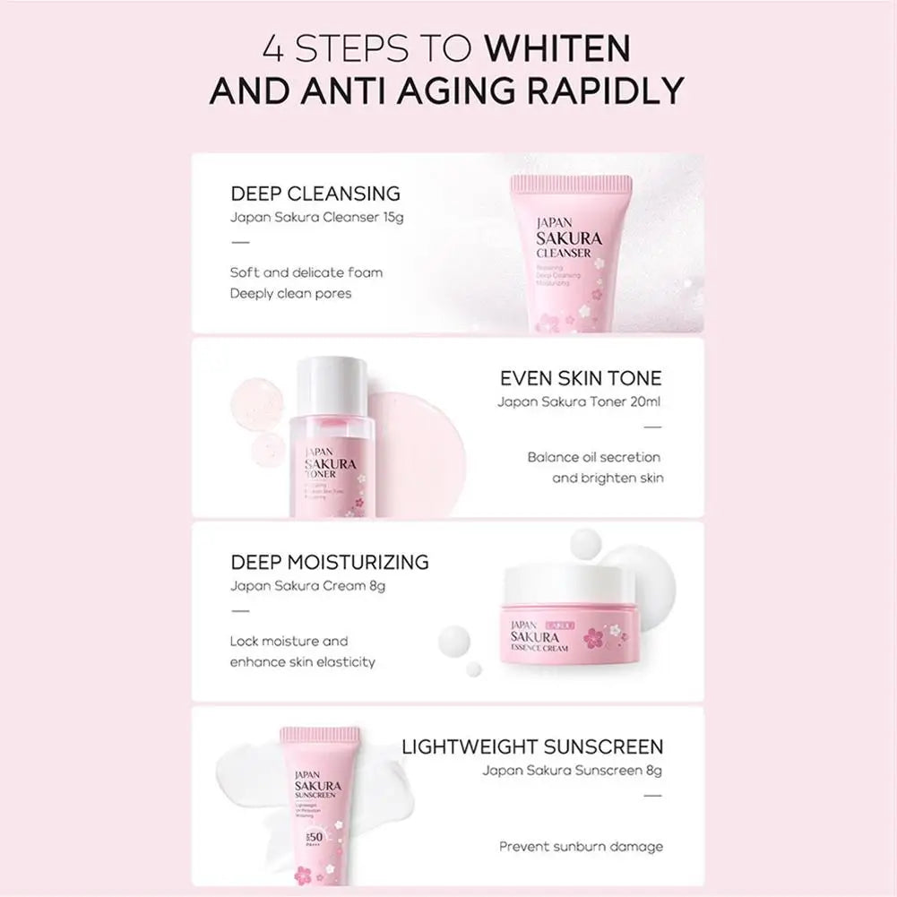 4 PCS SAKURA SKIN CARE TRAVEL KIT