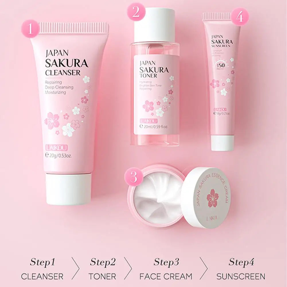 4 PCS SAKURA SKIN CARE TRAVEL KIT